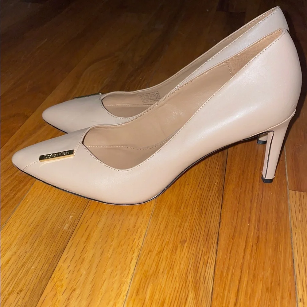 Anthropologie Calvin Klein Nude Heels. Gayle or Brady. ‎ Size 8.  Leather.